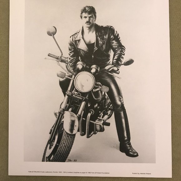 Vintage Tom Of Finland Print "Leather Biker" 11.75 x 9.5 - Picture 1 of 3